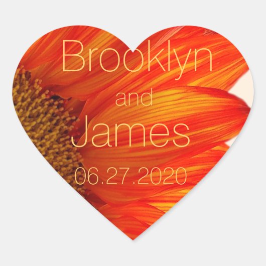 Stickers Mariage de automne du coeur tournesol (Devant)