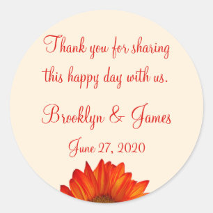 Stickers Mariage de automne Merci beige tournesol