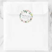 Stickers Mariage de bienvenue aux fleurs roses (Sac)