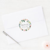 Stickers Mariage de bienvenue aux fleurs roses (Enveloppe)