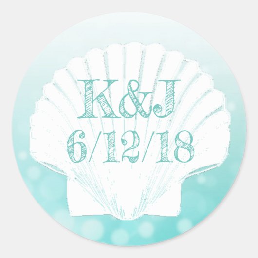 Stickers Mariage de bord de mer turquoise et blanc (Devant)