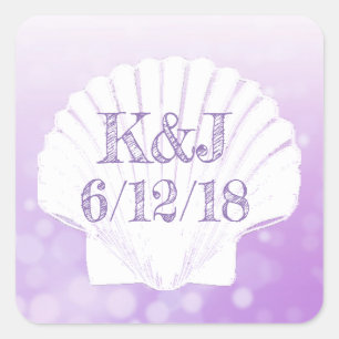 Stickers Mariage de bord de mer violet et blanc