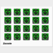 stickers mariage de coeur noir vert néon (Feuille)