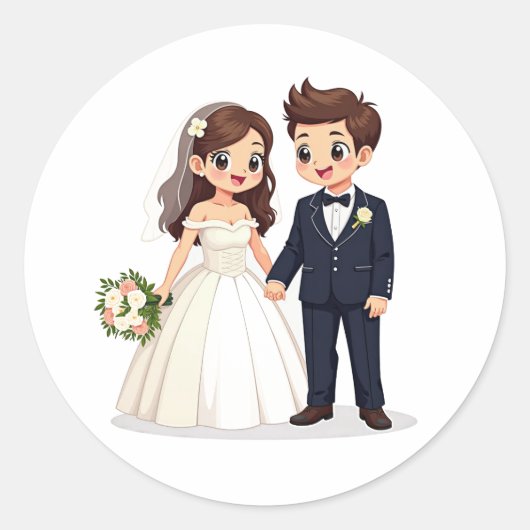 Stickers Mariage de dessin animé Couple (Devant)