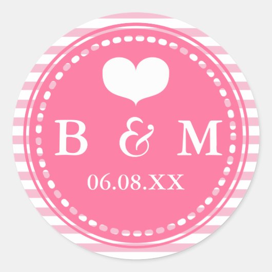 Stickers Mariage de monogramme rose chaud (Devant)
