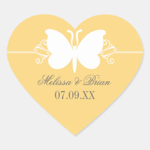 Stickers Mariage de papillon jaune