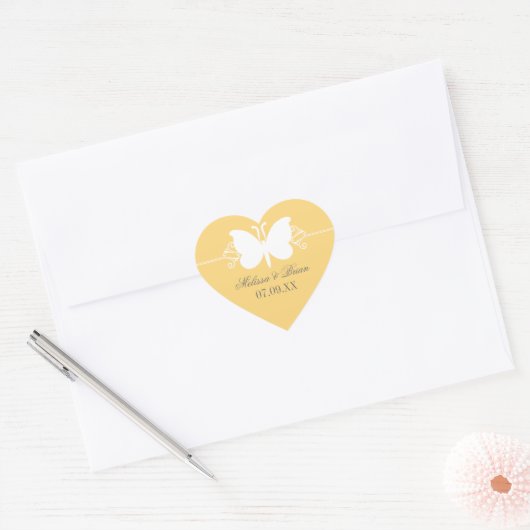 Stickers Mariage de papillon jaune (Enveloppe)