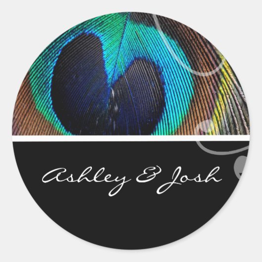 Stickers Mariage de plumes de paon (Devant)