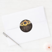 Stickers Mariage de tournesol en bois rustique (Enveloppe)