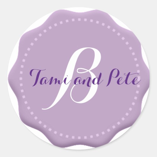 Stickers Mariage d'enveloppe de monogramme Lilac (Devant)