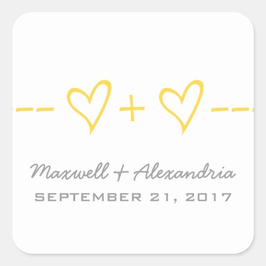 Stickers Mariage d'équation de coeur jaune (Devant)