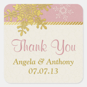 Stickers Mariage d'hiver Pink Gold Ivory Snowflake