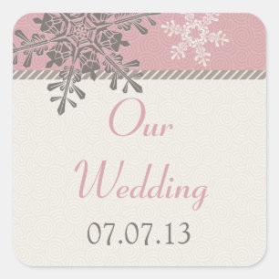 Stickers Mariage d'hiver Pink Ivory Snowflake