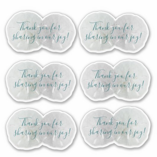 Stickers Mariage Dollar  en forme de Merci de sabl (Devant)