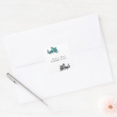 Stickers Mariage Dragon Argent turquoise (Enveloppe)