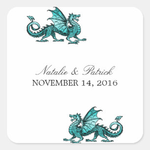 Stickers Mariage Dragon turquoise