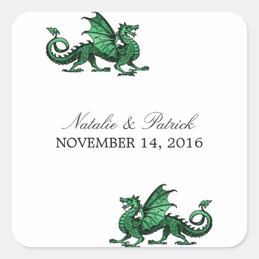 Stickers mariage dragon vert (Devant)