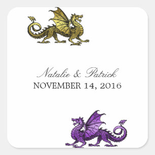 Stickers Mariage Dragon Violet Or