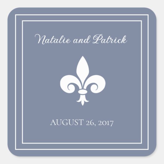 Stickers Mariage Dusty Blue Fleur de Lis (Devant)