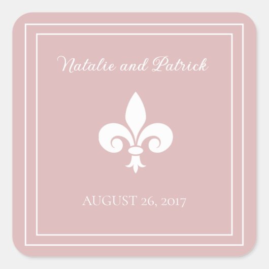 Stickers Mariage Dusty Rose Fleur de Lis (Devant)