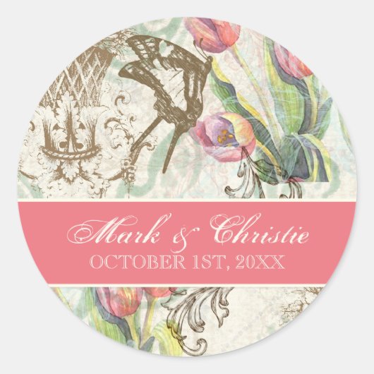 Stickers Mariage élégant Flutterbyes 'n Tulips (Devant)