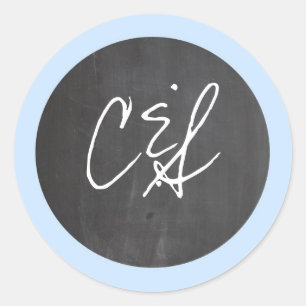 Stickers Mariage en carton bleu Chalkboard