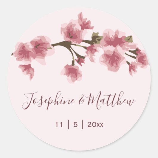 Stickers Mariage en fleurs de cerisier rose (Devant)