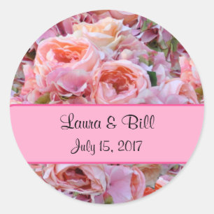 Stickers Mariage Enveloppe Peonies roses Personnal