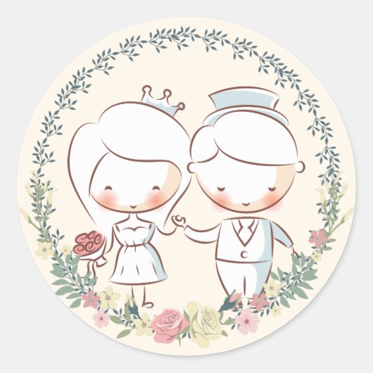 Stickers Mariage et Mariage Floral Cute (Devant)