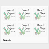 Stickers Mariage Étiquettes Cactus Imprimer Aquare (Feuille)