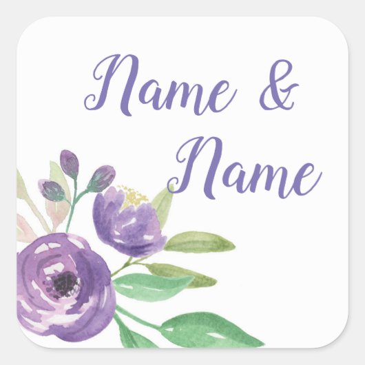 Stickers Mariage Étiquettes Fleur violet Floral (Devant)