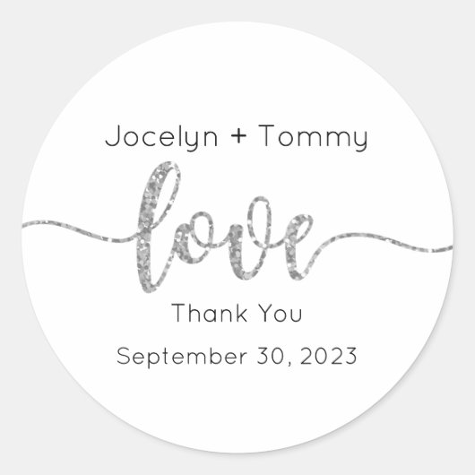 Stickers Mariage, Étiquettes Mariage, Script, Amou (Devant)