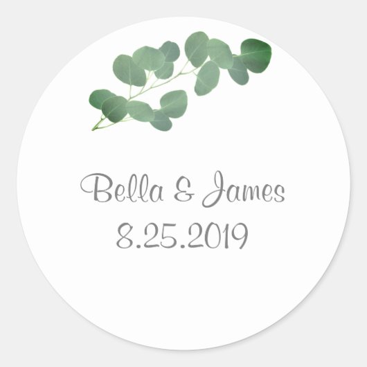 Stickers Mariage Eucalyptus Dollar Argent (Devant)