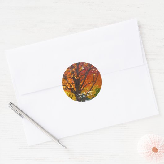Stickers Mariage Feuilles Automne (Enveloppe)