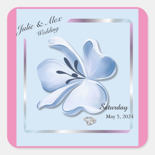 Stickers Mariage Fleur Bleu brillant (Devant)