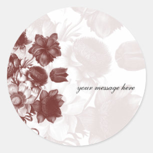 Stickers Mariage Fleur Maroon Élégant