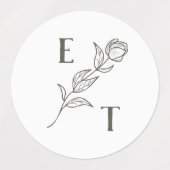 Stickers Mariage Fleur Neutre De Ligne Élégante (Design 1)