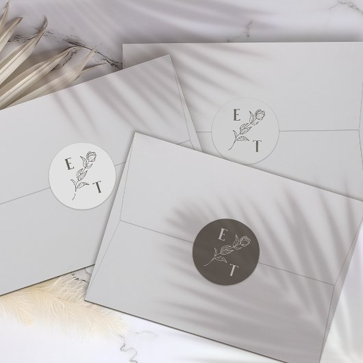 Stickers Mariage Fleur Neutre De Ligne Élégante