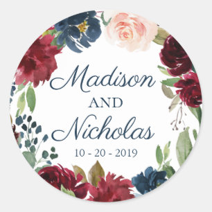 Stickers Mariage floral Marsala Marine