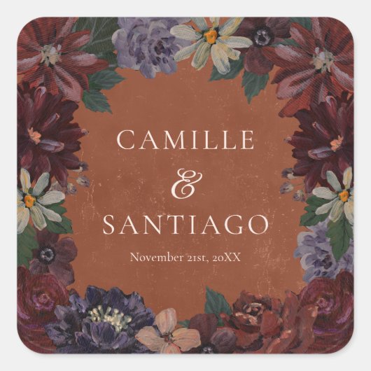 Stickers Mariage Floral Moody Terracotta (Devant)
