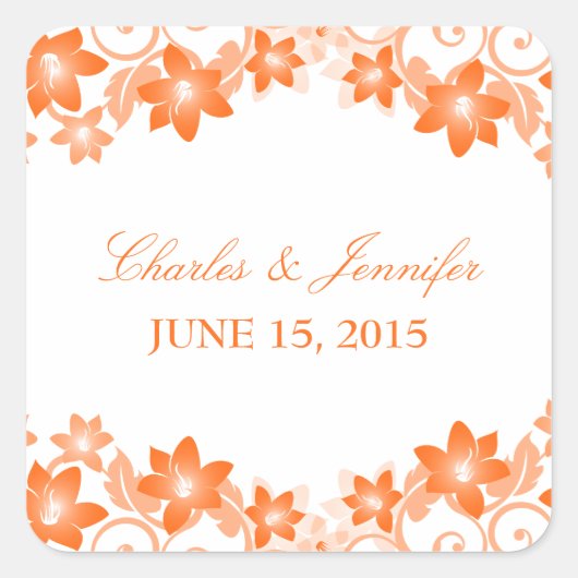 Stickers Mariage Floral Orange Simple (Devant)