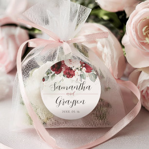 Stickers Mariage floral rose bordeaux et rose rous