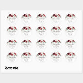 Stickers Mariage floral rose bordeaux et rose rous (Feuille)