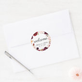 Stickers Mariage Floral Rose Marsala (Enveloppe)