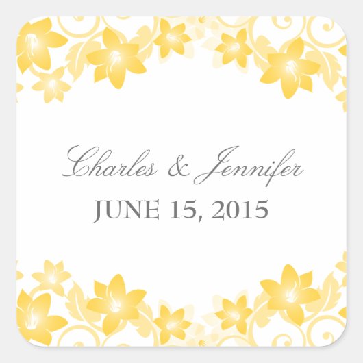 Stickers Mariage floral simple Jaune (Devant)
