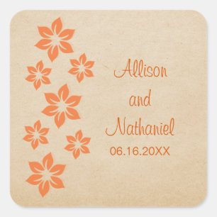 Stickers Mariage Floral Tropical Orange