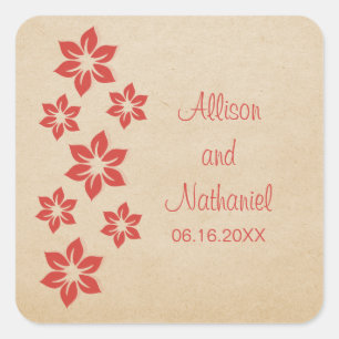 Stickers Mariage Floral Tropical Rouge