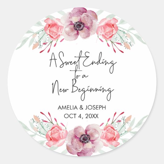 Stickers Mariage Floral Violet Favoriser (Devant)