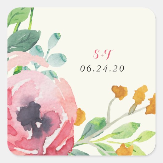 Stickers Mariage Florals Aquarelle (Devant)