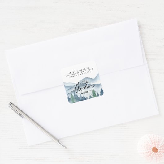 Stickers Mariage Forêt Aquarelle (Enveloppe)